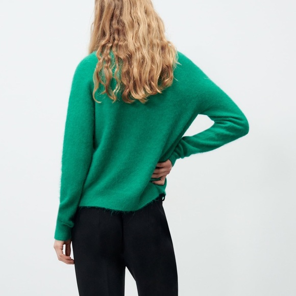 Zara WOOL & ALPACA BLEND KNIT SWEATER GREEN SIZE S NEW - Picture 7 of 10